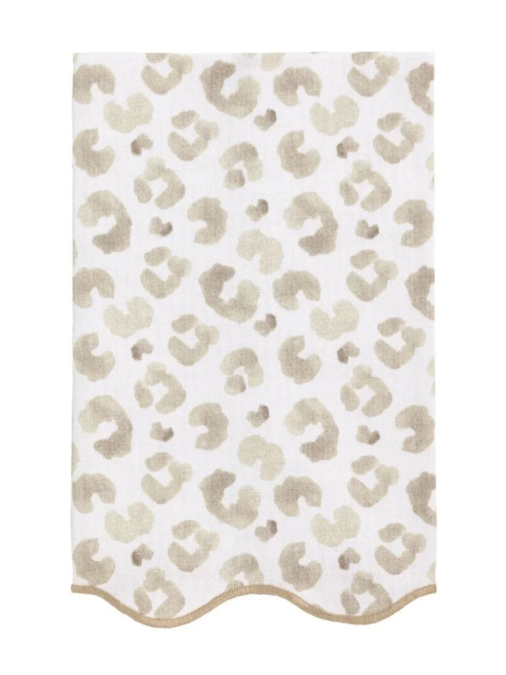 Mud Pie Taupe Leopard Scalloped Edge Bathroom Hand Towel 21